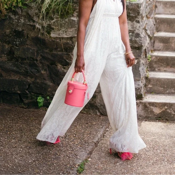 Lace Your Fears Wide-Leg Halter Maxi Jumpsuit – Size 6- - Picture 12 of 15